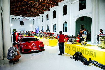 This is the reconstructed workshop of Enzo Ferrari’s father, Alfredo, which now serves as a museum of Ferrari engines and cars.