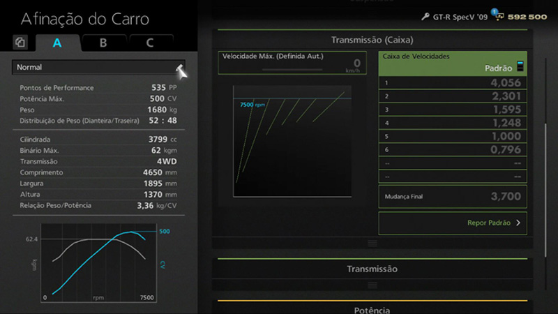 Ver o catálogo de performance de um carro - Organizar os teus carros -  Manual Gran Turismo®6