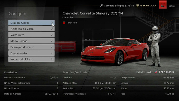 Lista de carros - Organizar os teus carros - Manual Gran Turismo®6