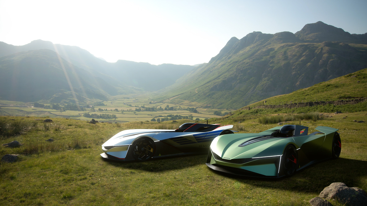 The Škoda Vision Gran Turismo will be available in two distinct liveries: one reflecting the heritage of the famous Škoda 130 RS racing car from the 70s, and the other inspired by the next-generation Vision 7S concept car revealed in 2022